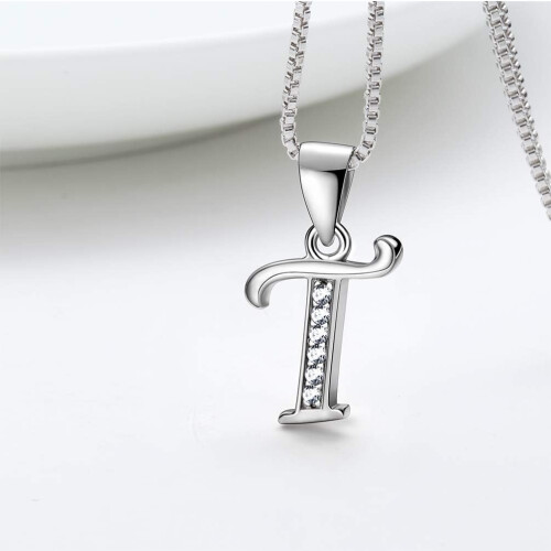 925 Sterling Silver Initial Pendant Necklace 18 inch 1
