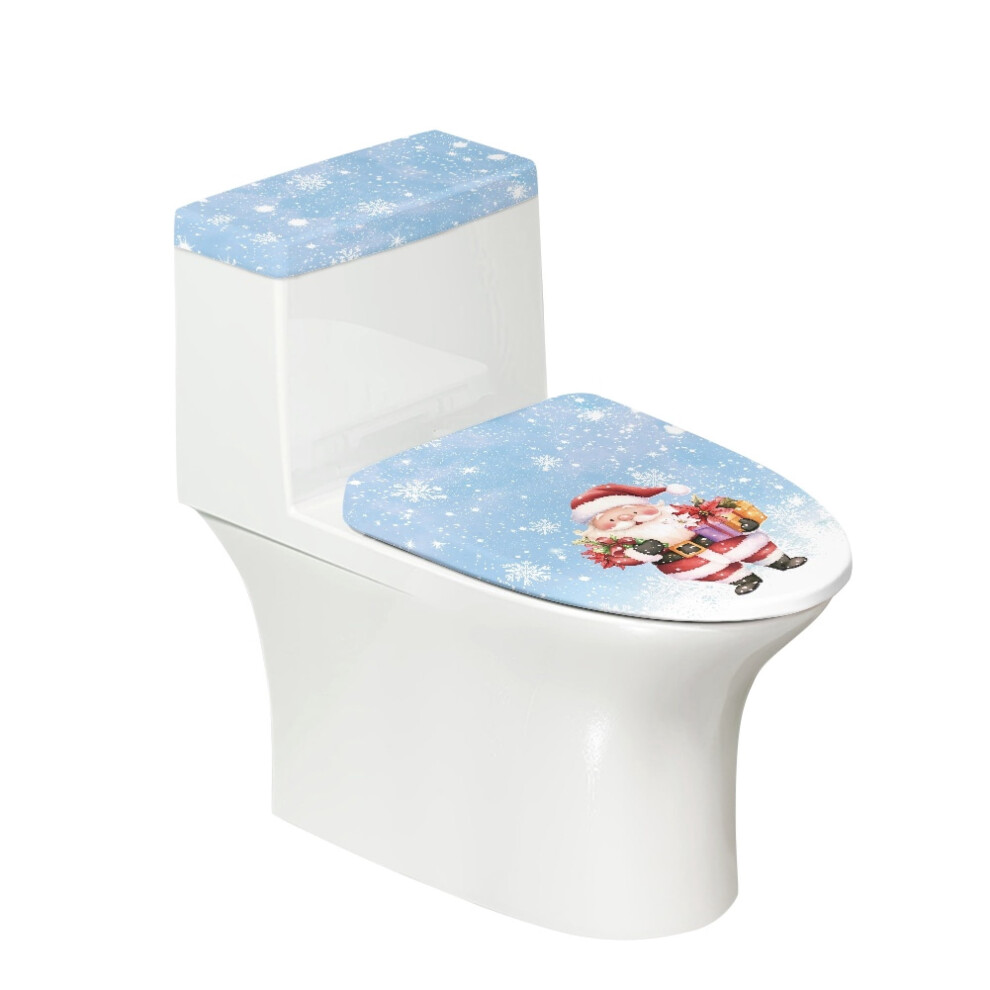 Santa Claus Toilet Cover Set Oval Snowflake Design 2-Piece 9165521243099