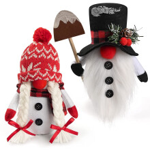 Handmade Christmas Snowman Gnome Plush 2-Pack