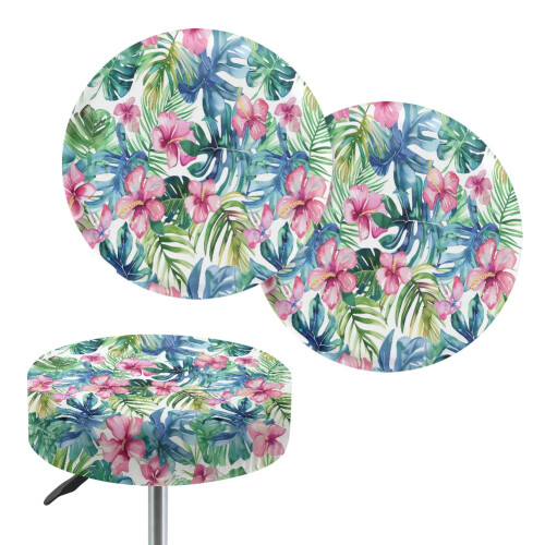 Palm Leaf Floral Bar Stool Covers Polyester 2-Pack