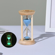 Sanduhr mit Holzsockel, orange-blau