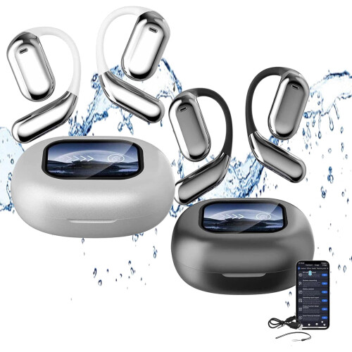 AI-oversættelsesørepropper, IPX5 vandtætte, åbent design, Bluetooth 5.4, 128 sprog.