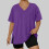 Top pullover da donna taglie forti con scollo a V e maniche corte 1