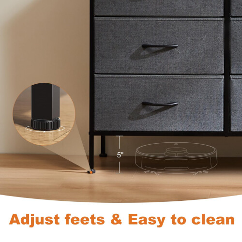 Fabric Dresser with 6 Drawers Grey 1
