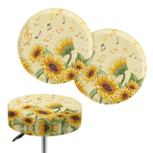 Housse de tabouret de bar Sunflower Music, coussin en polyester, 2 pièces