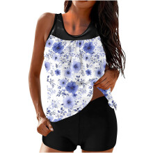 Tankini-Set für Damen, hochgeschnittener Badeanzug mit integriertem BH