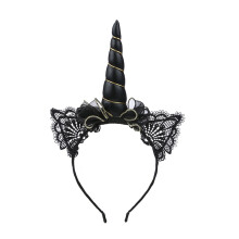 Fascia per capelli unicorno nero, cerchietto da festa, 1 pezzo