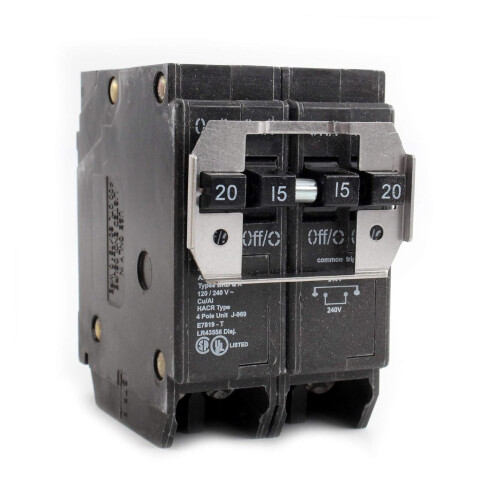 Quadplex Circuit Breaker 20-Amp 2-Pole and 15-Amp 2-Pole