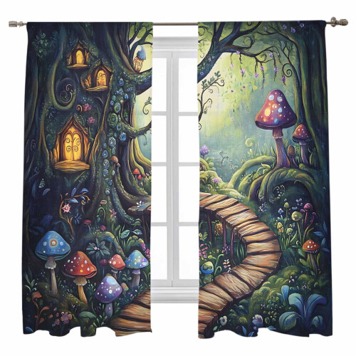 Διαφανείς Κουρτίνες Fairy Tale Forest 52x72 εκ., Μανιτάρι