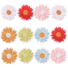 Parches de apliques de margaritas, decoraciones de bordado de organza 3D