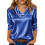 Blusa feminina de cor lisa com decote drapeado e mangas 3/4. 1