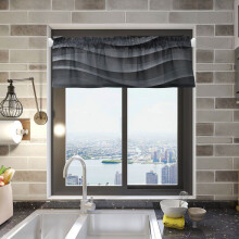 Dark Gray Wave Pattern Curtain Valance 54 x 18 Inch Rod