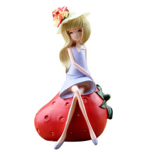 Strawberry Doll Piggy Bank Resin Fruit Money Box Size S