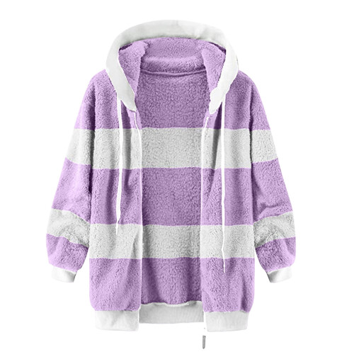 Dame vinterfrakke i fleece, lilla, plus size 2
