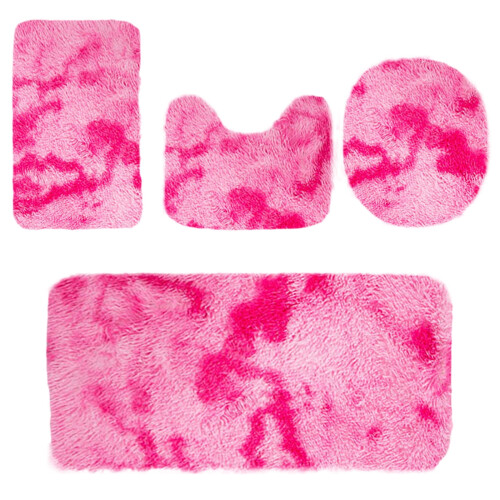 Ensemble de tapis de bain tie-dye doux et antidérapant 4 pièces 1