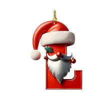Red Santa Initial Ornament Personalized 26
