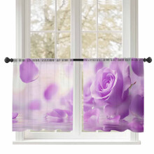 Purple Rose Sheer Curtains Voile Light Filtering 52x54 Inch