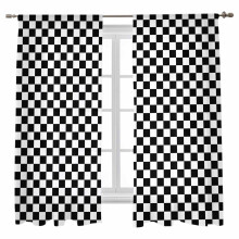 Sheer Curtains White Black Plaid Geometric Voile 52x72 Inch