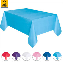 Plastic Tablecloth Rectangle 6x4.5 Ft Sky Blue 2 Pack