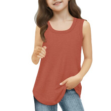 Girls Summer Tank Top Crew Neck Sleeveless Solid 3-13 Years