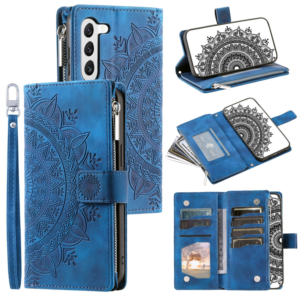 Samsung Galaxy S23 Case Mandala Leather Folio With Blue 941196155528