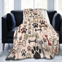 Tegneseriehundkatpoterbenkastetæppe flannelfleece