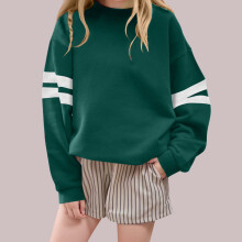 Kids Fleece Hoodie with Pockets and White Striped Sleeves