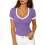 Top da donna a maniche corte con scollo a V e blocchi di colore 1