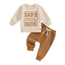Baby Boy Sweatsuit Set Khaki Long Sleeve Pullover and