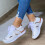Damen-Sneaker mit Farbblock-Design, weiß, Größe 7 3