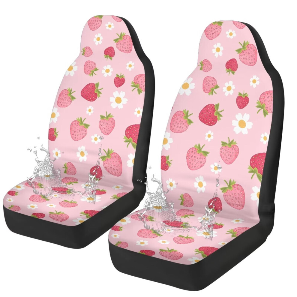 Strawberry Car Seat Covers 2 Pcs Waterproof Universal Pink 9180435747297