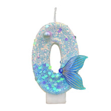 Blue Mermaid Tail Birthday Candle 3 Inch Smokeless Paraffin