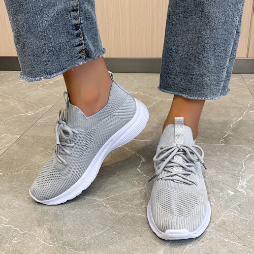 Leichte Damen-Sneaker aus Flyweave-Mesh, Grau, Größe 6 1
