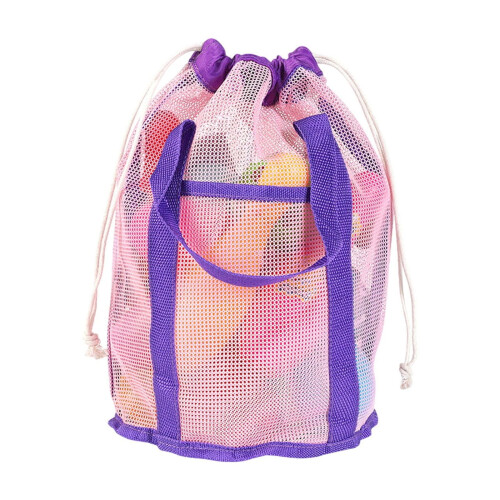Mesh Beach Bag Pink Waterproof Large Capacity Drawstring