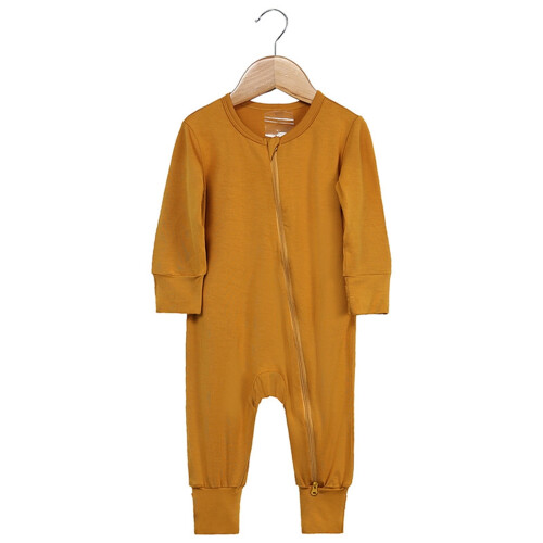 Macacão de algodão para bebê, pijama sem pezinhos, manga comprida e zíper. 1