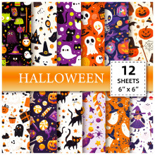 Halloween Pattern Paper Set 6x6 Inch 24 Sheets