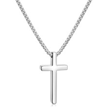 Men's Cross Necklace Stainless Steel Pendant with 2.5mm Box