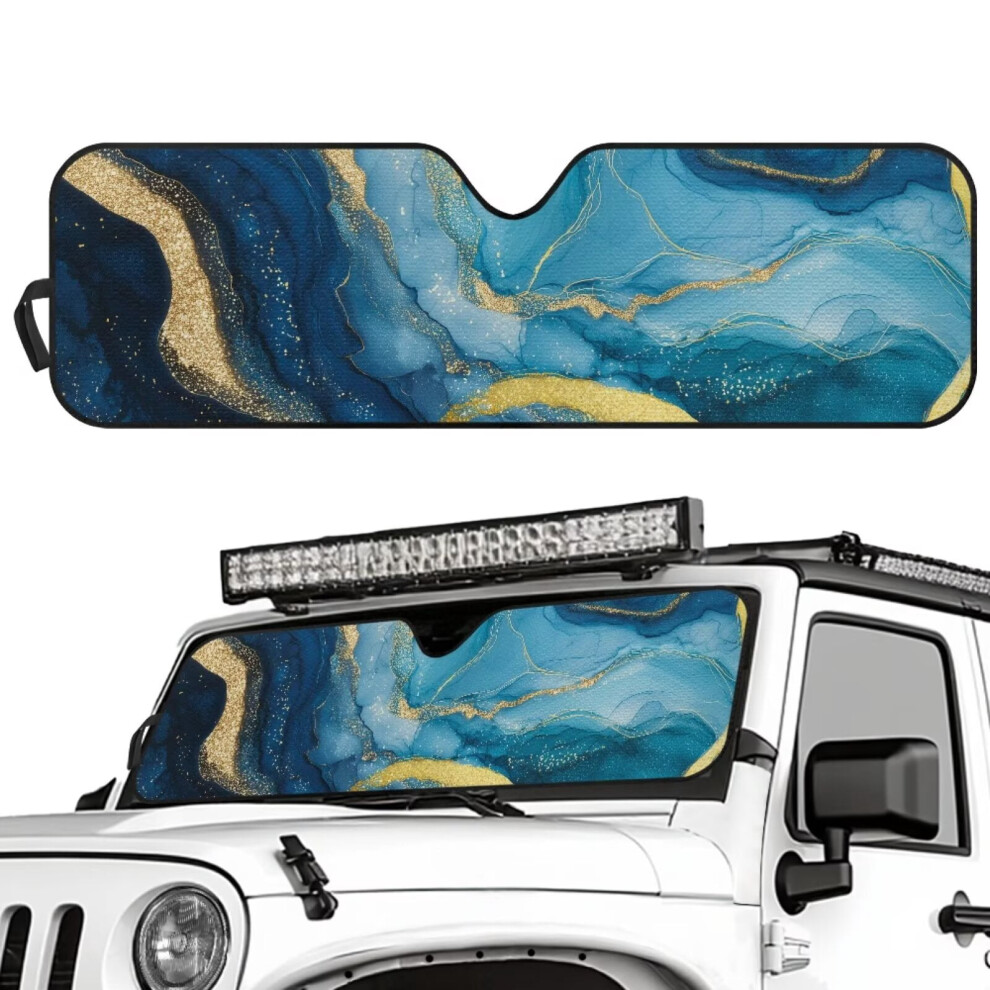 Jeep Wrangler Windshield Sun Shade Marble Uv Heat Blue 9180435730312