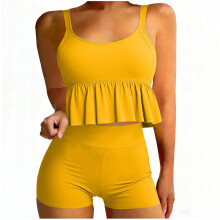 Women's Two-Piece Bikini Set with Strappy Top and Boxer