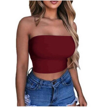 Asdoklhq Women's Solid Color Tube Top XL