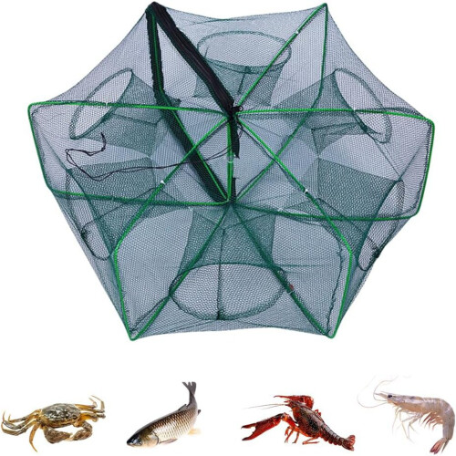 Foldable Fishing Trap Net Auto-Fold Strengthened 6-Hole