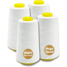 White Polyester Serger Thread 4 Cones 3000 Yards