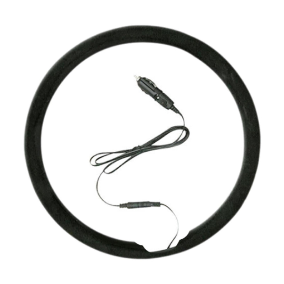 Heated Steering Wheel Cover Suede 14.5-15 Inch 12V 9087558982393