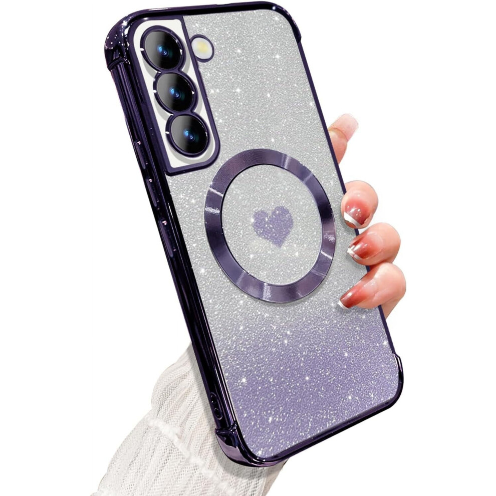 Samsung Galaxy S21 Magnetic Case With Glitter Heart Design, 9362892824463