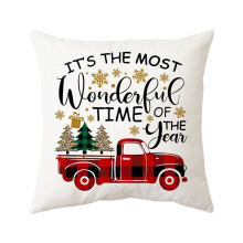 Housses de coussin de Noël 45 x 45 cm, motif sapin rouge et blanc et flocons de neige