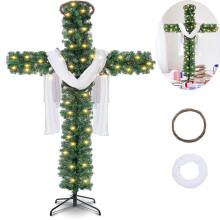 Foldable Cross-Shaped Christmas Tree 5ft or 6ft Pre-Lit LED