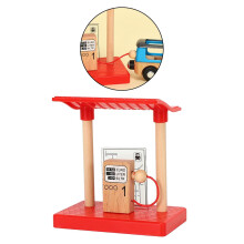 Wooden Train Set with Station Platform and Bridge for Ages