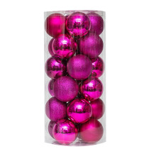 HEVIRGO Christmas Ball Ornament Set 24 pcs Rose Red
