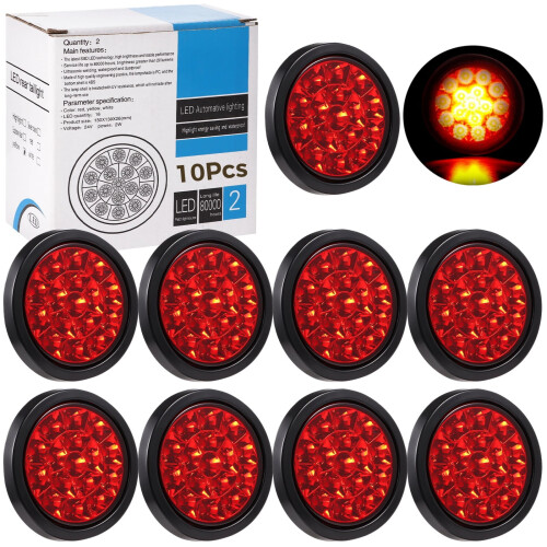 LED Trailer Tail Lights 4 Inch Round 10 Pack