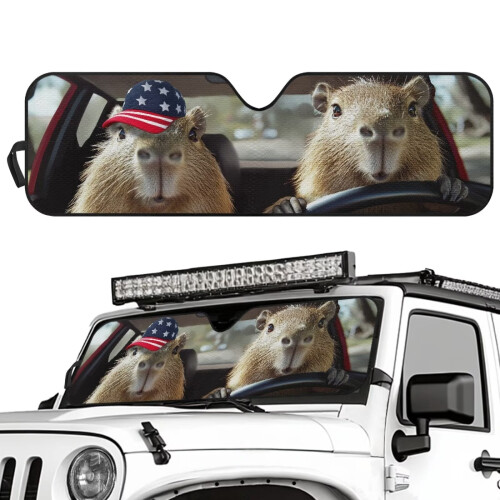 Foldable Capybara Windshield Sun Shade for Jeep Wrangler TJ